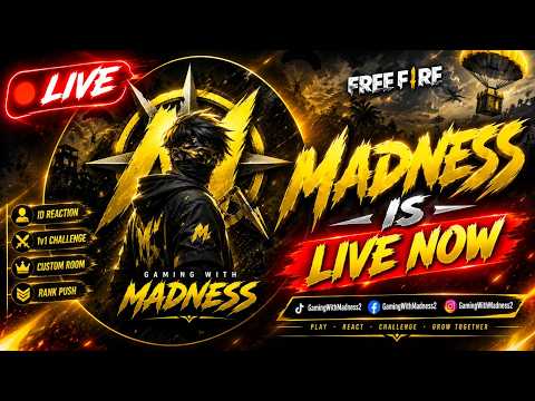 MADNESS IS LIVE NOW! 🔴 Free Fire Rank Push & Custom Room Challenge!